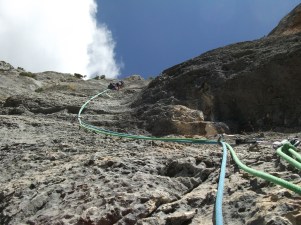 Fin de la première longueur (si l'on s'arrête au second relais)
